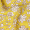 Yellow Floral Printed Premium Pure Silk Crepe Fabric 110 Cms From India-D27251 - Regal Fabrics