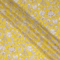 Yellow Floral Printed Premium Pure Silk Crepe Fabric 110 Cms From India-D27251 - Regal Fabrics