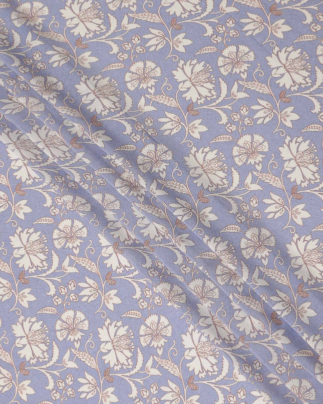 Purple Floral Pure Silk Crepe Fabric 110cm - 1357089