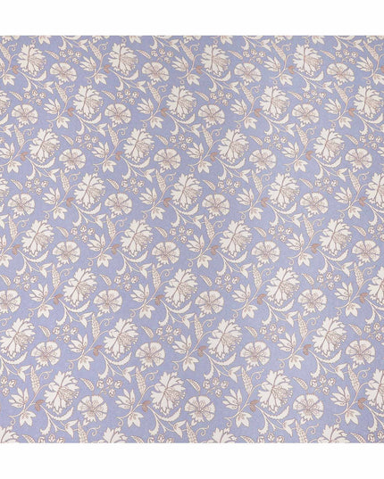 Purple Floral Pure Silk Crepe Fabric 110cm - 1357089