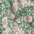 Emerald Green Floral Printed Premium Pure Silk Crepe Fabric 110 Cms From India-D27248 - Regal Fabrics