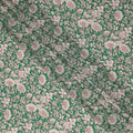 Emerald Green Floral Printed Premium Pure Silk Crepe Fabric 110 Cms From India-D27248 - Regal Fabrics