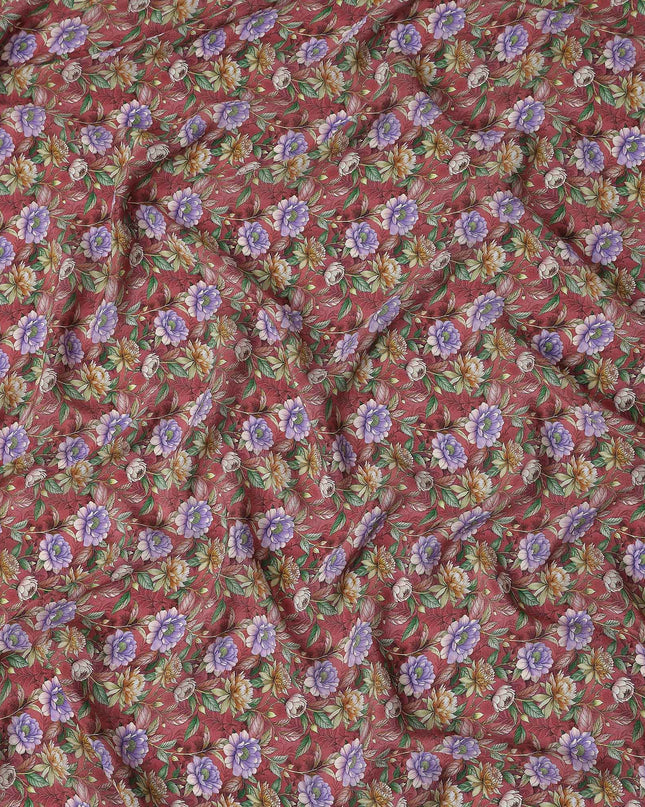 Rosewood Red Pure Silk Crepe Fabric 110cm