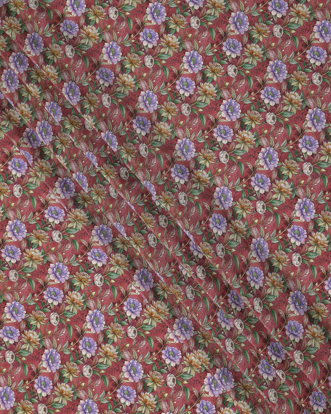 Rosewood Red Pure Silk Crepe Fabric 110cm