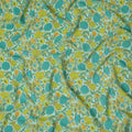Blue Floral Pure Silk Crepe Fabric 110cm - 1357133