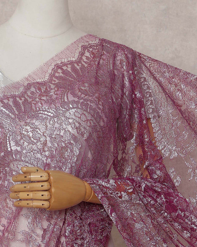 Magenta Pink French Chantilly Lace Saree