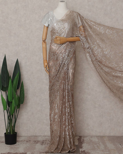 Champagne Gold French Chantilly Lace Saree Fabric