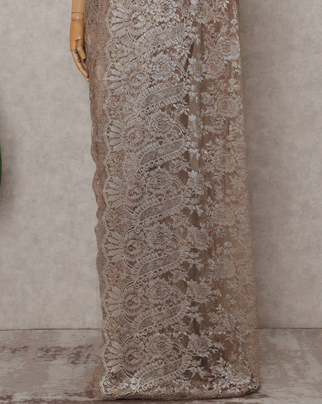 Champagne Gold French Chantilly Lace Saree Fabric