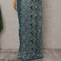 Antique Teal Green Metallic Lace Saree Fabric