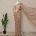 Rose Gold Premium French Metallic Chantilly Saree Lace Fabric 5.5 Meters x 110 Cms Width Elegant Floral Net Material From France Unstitched Blouse Not Included-D28141