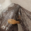 Dark Chocolate Brown Premium French Metallic Chantilly Saree Lace Fabric 5.5 Meters x 110 Cms Width Elegant Floral Net Material From France Unstitched Blouse Not Included-D28148
