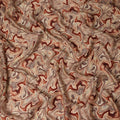 Beige Rust Abstract Marble Swirl Print Synthetic Satin Fabric, 110 Cms Width, Made in India-D28272 Regal Fabrics