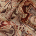 Beige Rust Abstract Marble Swirl Print Synthetic Satin Fabric, 110 Cms Width, Made in India-D28272 Regal Fabrics