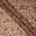 Beige Rust Abstract Marble Swirl Print Synthetic Satin Fabric, 110 Cms Width, Made in India-D28272 Regal Fabrics