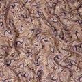 Beige Mauve Abstract Marble Swirl Print Synthetic Satin Fabric, 110 Cms Width, Made in India-D28271 Regal Fabrics