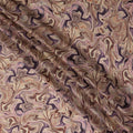 Beige Mauve Abstract Marble Swirl Print Synthetic Satin Fabric, 110 Cms Width, Made in India-D28271 Regal Fabrics