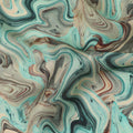 Turquoise Abstract Marble Swirl Print Synthetic Satin Fabric, 110 Cms Width, Made in India-D28273 Regal Fabrics