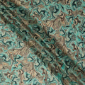 Turquoise Abstract Marble Swirl Print Synthetic Satin Fabric, 110 Cms Width, Made in India-D28273 Regal Fabrics
