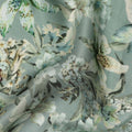 Sage Green Soft Floral Botanical Print Synthetic Satin Fabric, 110 Cms Width, Made in India-D28277 Regal Fabrics