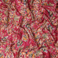 Red Multicolor Bird & Floral Garden Print Synthetic Satin Fabric, 110 Cms Width, Made in India-D28278 Regal Fabrics