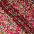 Red Multicolor Bird & Floral Garden Print Synthetic Satin Fabric, 110 Cms Width, Made in India-D28278 Regal Fabrics