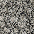 Black Ivory Monochrome Floral Botanical Print Synthetic Satin Fabric, 110 Cms Width, Made in India-D28275 Regal Fabrics