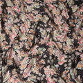 Black Multicolor Bird & Floral Garden Print Synthetic Satin Fabric, 110 Cms Width, Made in India-D28276 Regal Fabrics