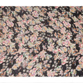 Black Multicolor Bird & Floral Garden Print Synthetic Satin Fabric, 110 Cms Width, Made in India-D28276 Regal Fabrics