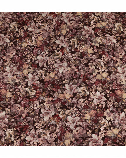 Brown Vintage Floral Botanical Print Viscose Crepe Fabric, 110 Cms Width, Made in India-D28259 Regal Fabrics