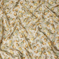 Cream Yellow Rose Floral Printed Cotton Satin Fabric 110 Cms Width India-D27982 - Regal Fabrics