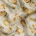Cream Yellow Rose Floral Printed Cotton Satin Fabric 110 Cms Width India-D27982 - Regal Fabrics