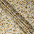 Cream Yellow Rose Floral Printed Cotton Satin Fabric 110 Cms Width India-D27982 - Regal Fabrics