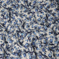 White Blue Abstract Rose Printed Cotton Satin Fabric 110 Cms Width India-D27981 - Regal Fabrics