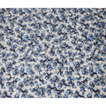 White Blue Abstract Rose Printed Cotton Satin Fabric 110 Cms Width India-D27981 - Regal Fabrics