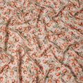 Cream Peach Rose Floral Printed Cotton Satin Fabric 110 Cms Width India-D27983 - Regal Fabrics