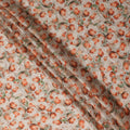 Cream Peach Rose Floral Printed Cotton Satin Fabric 110 Cms Width India-D27983 - Regal Fabrics