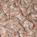 Cream Coral Tropical Botanical Leaf Print Viscose Modal Satin Fabric, 110 Cms Width, Made in India-D28266