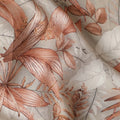 Cream Coral Tropical Botanical Leaf Print Viscose Modal Satin Fabric, 110 Cms Width, Made in India-D28266