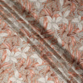 Cream Coral Tropical Botanical Leaf Print Viscose Modal Satin Fabric, 110 Cms Width, Made in India-D28266