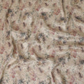 Beige Floral Printed Viscose Modal Satin Fabric, 110 Cms Width, Made in India-D27271
