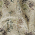 Ivory Sage Green Floral Printed Viscose Modal Satin Fabric, Allover Botanical Design Satin Weave Fabric, 110 Cms Width, Made in India-D27276