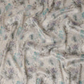 Ivory Grey Floral Printed Viscose Modal Satin Fabric,  110 Cms Width, Made in India-D27272
