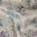 Ivory Grey Floral Printed Viscose Modal Satin Fabric,  110 Cms Width, Made in India-D27272