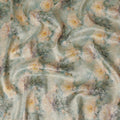 Mint Green Floral Printed Viscose Modal Satin Fabric, Allover Botanical Pattern Satin Weave Fashion Fabric, 110 Cms Width, Made in India-D27273 - Regal Fabrics