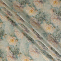 Mint Green Floral Printed Viscose Modal Satin Fabric, Allover Botanical Pattern Satin Weave Fashion Fabric, 110 Cms Width, Made in India-D27273 - Regal Fabrics