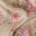 Champagne Beige Pink Floral Printed Viscose Modal Satin Fabric, Allover Soft Botanical Design Satin Weave Fabric, 110 Cms Width, Made in India-D27275