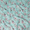 Aqua Mint Floral Printed Viscose Crepe Fabric, Allover Soft Botanical Design Lightweight Crepe Weave Fabric, 110 Cms Width, Made in India-D27281 - Regal Fabrics