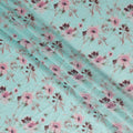 Aqua Mint Floral Printed Viscose Crepe Fabric, Allover Soft Botanical Design Lightweight Crepe Weave Fabric, 110 Cms Width, Made in India-D27281 - Regal Fabrics