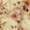 Butter Yellow Floral Printed Viscose Crepe Fabric, Allover Soft Botanical Design Lightweight Crepe Weave Fashion Fabric, 110 Cms Width, Made in India-D27278