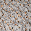 Light Grey Peach Floral Printed Viscose Crepe Fabric, Allover Delicate Botanical Design Lightweight Crepe Weave Fabric, 110 Cms Width, Made in India-D27280 - Regal Fabrics